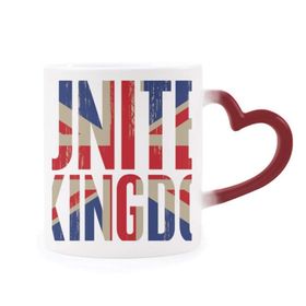 Dıythinker Kırmızı Çok Renkli İngiltere Bayrağı Big Ben Union Jack Morphing Isıya Duyarlı Kalp Kupa