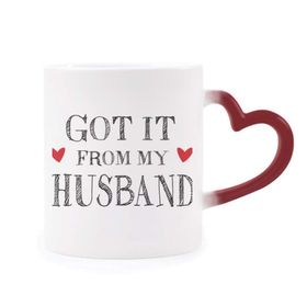 Dıythinker Kırmızı Çok Renkli It From My Husband Sevgililer Günü Şekil Isıya Duyarlı Kalp Kupa