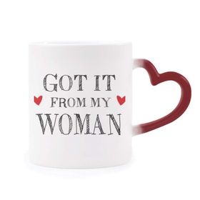 Dıythinker Kırmızı Çok Renkli It From My Woman Sevgililer Günü Şekil Isıya Duyarlı Kalp Kupa