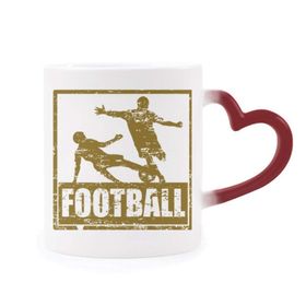 Dıythinker Kırmızı Çok Renkli Kahverengi Futbolcu Slayt Takım Isıya Duyarlı Kalp Kupası