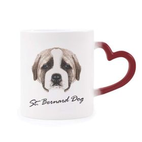 Dıythinker Kırmızı Çok Renkli Kahverengi Sevimli St.bernard Köpek Evcil Hayvan Şekil Isıya Duyarlı Kalp Kupası
