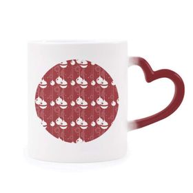 Dıythinker Kırmızı Çok Renkli Kırmızı Dekorasyon Beyaz Desen Noel Isıya Duyarlı Kalp Kupa