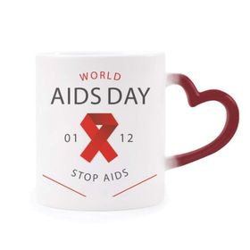 Dıythinker Kırmızı Çok Renkli Kırmızı Kurdele Dünya Aıds Day Stop Hıv Farkındalığı Isıya Duyarlı Kalp Kupası