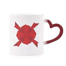 Dıythinker Kırmızı Çok Renkli Kırmızı Soyut Noel Dekorasyonu Origami Şekil Isıya Duyarlı Kalp Kupası