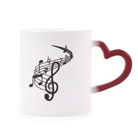 Dıythinker Kırmızı Çok Renkli Kırmızı Yuvarlak Şekilli Movg Müzik Notaları Isıya Duyarlı Kalp Kupası