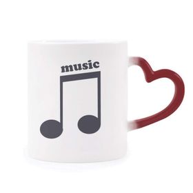 Dıythinker Kırmızı Çok Renkli Koyu Mor Müzik Notaları Siyah Şekil Isıya Duyarlı Kalp Kupası
