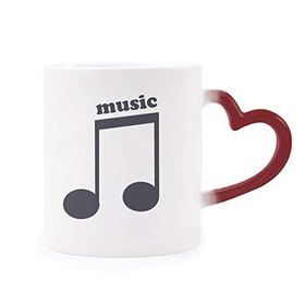 Dıythinker Kırmızı Çok Renkli Koyu Mor Müzik Notaları Siyah Şekil Isıya Duyarlı Kalp Kupası