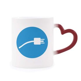 Dıythinker Kırmızı Çok Renkli Mavi Fiş Kablosu Şarj Kablosu Desen Isıya Duyarlı Kalp Kupası