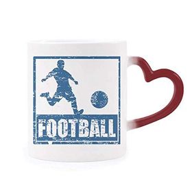 Dıythinker Kırmızı Çok Renkli Mavi Futbolcu Kick Futbol Isıya Duyarlı Kalp Kupası