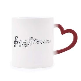 Dıythinker Kırmızı Çok Renkli Mavi Jumpg Müzik 5 Personel Şekil Isıya Duyarlı Kalp Kupası