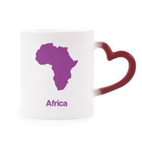 Dıythinker Kırmızı Çok Renkli Mor Afrika İllüstrasyon Haritası Desen Isıya Duyarlı Kalp Kupası