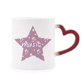 Dıythinker Kırmızı Çok Renkli Mor Büyük Yıldızlar Müzik Notaları Isıya Duyarlı Kalp Kupası