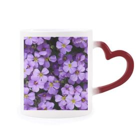 Dıythinker Kırmızı Çok Renkli Mor Çiçekler Güzel Romantik Şekil Isıya Duyarlı Kalp Kupa