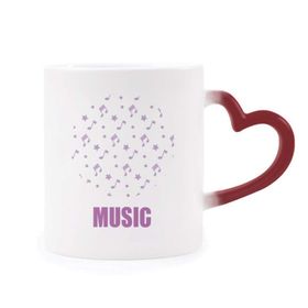 Dıythinker Kırmızı Çok Renkli Mor Küçük Yıldızlar Müzik Notaları Şekil Isıya Duyarlı Kalp Kupası