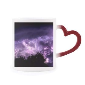Dıythinker Kırmızı Çok Renkli Mor Thunder Night Sky Morphing Isıya Duyarlı Kalp Kupa