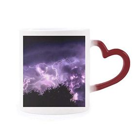 Dıythinker Kırmızı Çok Renkli Mor Thunder Night Sky Morphing Isıya Duyarlı Kalp Kupa