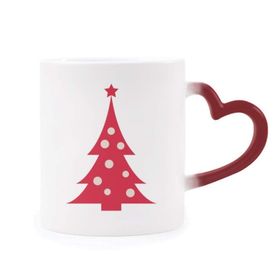 Dıythinker Kırmızı Çok Renkli Noel Ağacı Kırmızı Festival Şekil Isıya Duyarlı Kalp Kupa