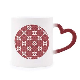 Dıythinker Kırmızı Çok Renkli Noel Dekorasyonu Kırmızı Beyaz Desen Şekil Isıya Duyarlı Kalp Kupa