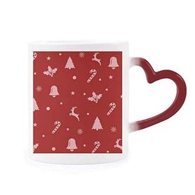 Dıythinker Kırmızı Çok Renkli Noel Kar Tanesi Elk Koltuk Değneği Çan Isıya Duyarlı Kalp Kupa