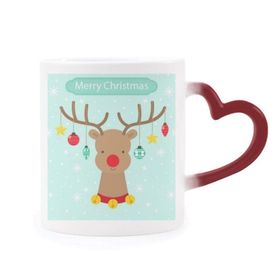 Dıythinker Kırmızı Çok Renkli Noel Kar Tanesi Yıldız Ampul Geyik Festival Şekil Isıya Duyarlı Kalp Kupası