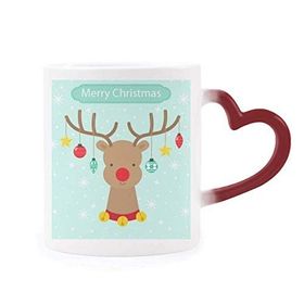 Dıythinker Kırmızı Çok Renkli Noel Kar Tanesi Yıldız Ampul Geyik Festival Şekil Isıya Duyarlı Kalp Kupası