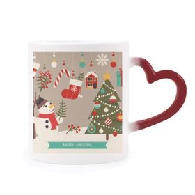 Dıythinker Kırmızı Çok Renkli Noel Kardan Adam Ağaç Eldivenleri Festival Şekil Isıya Duyarlı Kalp Kupası