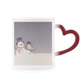 Dıythinker Kırmızı Çok Renkli Noel Kardan Adam Kar Tanesi Festival Şekil Isıya Duyarlı Kalp Kupa