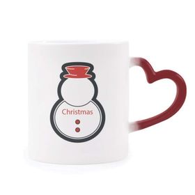 Dıythinker Kırmızı Çok Renkli Noel Kardan Adam Noel Simgesi Isıya Duyarlı Kalp Kupa