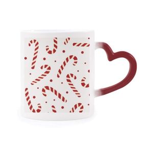 Dıythinker Kırmızı Çok Renkli Noel Koltuk Değneği Beyaz Tekrarlama Festival Şekil Isıya Duyarlı Kalp Kupası