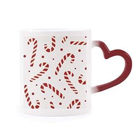 Dıythinker Kırmızı Çok Renkli Noel Koltuk Değneği Beyaz Tekrarlama Festival Şekil Isıya Duyarlı Kalp Kupası