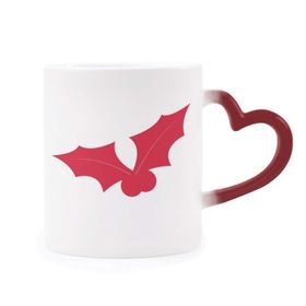 Dıythinker Kırmızı Çok Renkli Noel Yaprağı Kırmızı Festival Şekil Isıya Duyarlı Kalp Kupa
