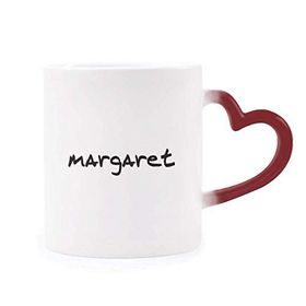 Dıythinker Kırmızı Çok Renkli Özel El Yazısı İngilizce İsim Margaret Şekil Isıya Duyarlı Kalp Kupası