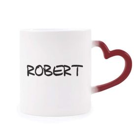 Dıythinker Kırmızı Çok Renkli Özel El Yazısı İngilizce İsim Robert Şekil Isıya Duyarlı Kalp Kupası