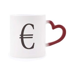 Dıythinker Kırmızı Çok Renkli Para Birimi Sembolü Euro Şekil Isıya Duyarlı Kalp Kupası