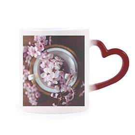 Dıythinker Kırmızı Çok Renkli Pembe Erik Çiçeği Vazo Isıya Duyarlı Kalp Kupası