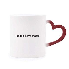 Dıythinker Kırmızı Çok Renkli Please Save Water Siyah Sembol Isıya Duyarlı Kalp Kupası