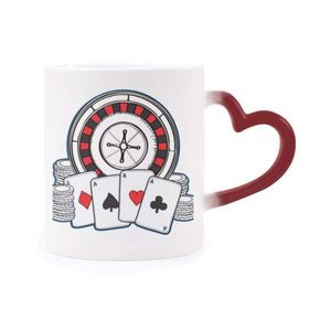 Dıythinker Kırmızı Çok Renkli Poker Chips Döner Tabla İllüstrasyon Isıya Duyarlı Kalp Kupa
