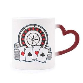 Dıythinker Kırmızı Çok Renkli Poker Chips Döner Tabla İllüstrasyon Isıya Duyarlı Kalp Kupa
