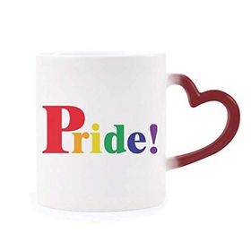 Dıythinker Kırmızı Çok Renkli Pride Lgbt Gökkuşağı Homo Morphing Isıya Duyarlı Kalp Kupası