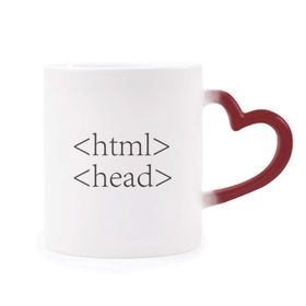 Dıythinker Kırmızı Çok Renkli Programcı Program İfadesi Html Şekil Isıya Duyarlı Kalp Kupası