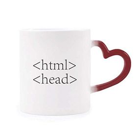 Dıythinker Kırmızı Çok Renkli Programcı Program İfadesi Html Şekil Isıya Duyarlı Kalp Kupası