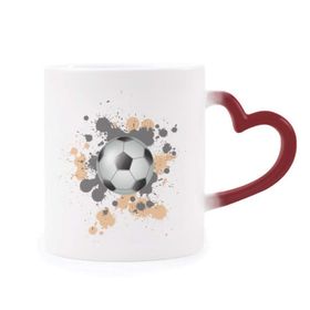 Dıythinker Kırmızı Çok Renkli Radyal Futbol Futbol Spor Şekil Isıya Duyarlı Kalp Kupası