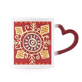 Dıythinker Kırmızı Çok Renkli Red Eyes Meksika Totems Antik Medeniyet Isıya Duyarlı Kalp Kupa