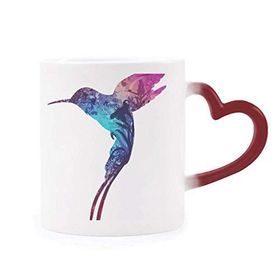 Dıythinker Kırmızı Çok Renkli Renkli Fly Bird Protect Animal Pet Lover Şekil Isıya Duyarlı Kalp Kupası