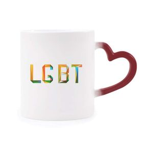 Dıythinker Kırmızı Çok Renkli Renkli Lgbt Gökkuşağı Homo Morphing Isıya Duyarlı Kalp Kupası