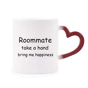 Dıythinker Kırmızı Çok Renkli Roommate Take A Hand Bring Me Happiness Morphing Isıya Duyarlı Kalp Kupası