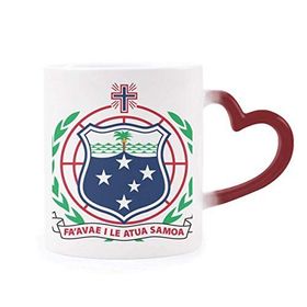 Dıythinker Kırmızı Çok Renkli Samoa Okyanusya Ulusal Amblem Isıya Duyarlı Kalp Kupası