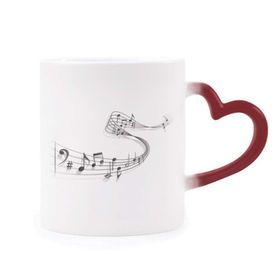 Dıythinker Kırmızı Çok Renkli Şarkı Müzik Skoru Melodi Klasik Şekil Isıya Duyarlı Kalp Kupa
