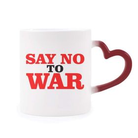 Dıythinker Kırmızı Çok Renkli Say No To War World Love Peace World Morphing Isıya Duyarlı Kalp Kupa