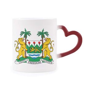 Dıythinker Kırmızı Çok Renkli Sierra Leone Afrika Ulusal Amblem Isıya Duyarlı Kalp Kupası
